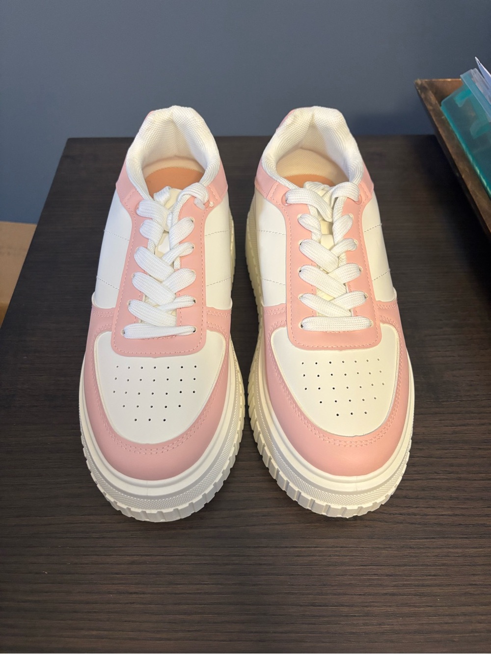 Liliana White and Blush Pink Chunky Sneakers